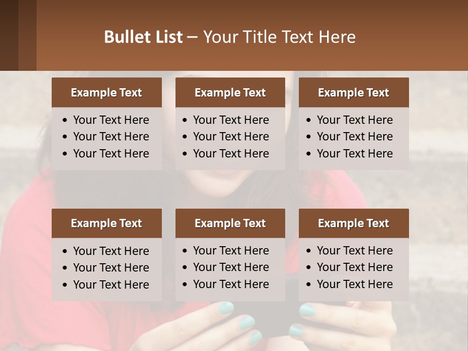 A Woman Is Looking At Her Cell Phone PowerPoint Template