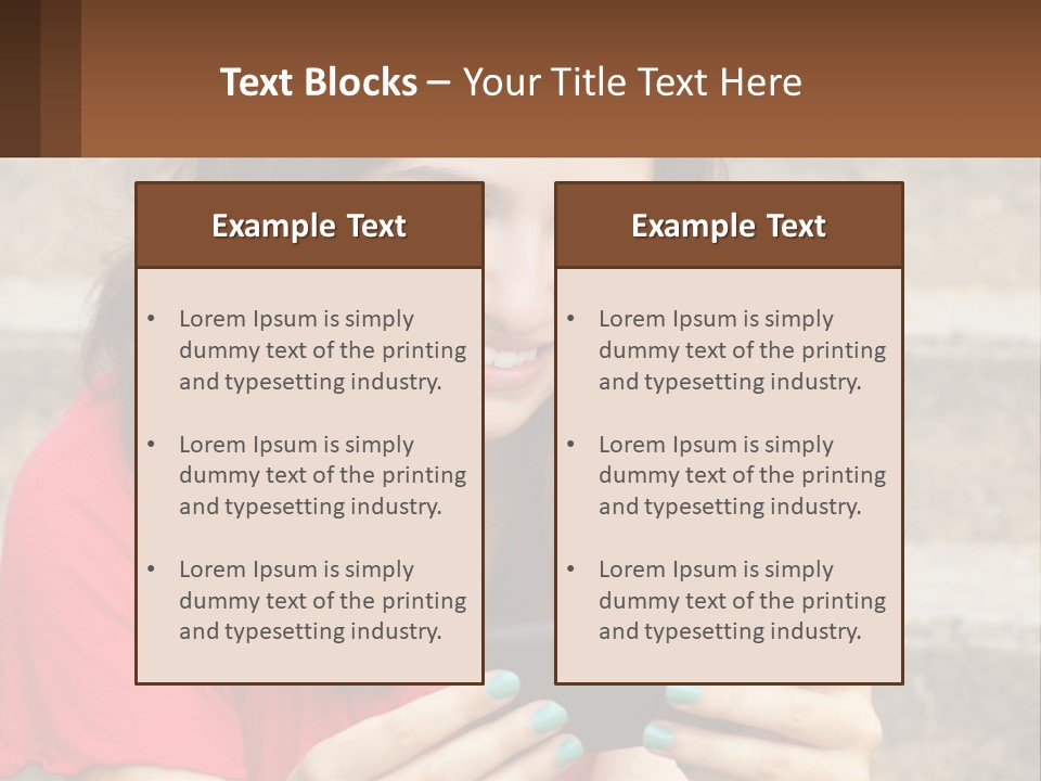 A Woman Is Looking At Her Cell Phone PowerPoint Template