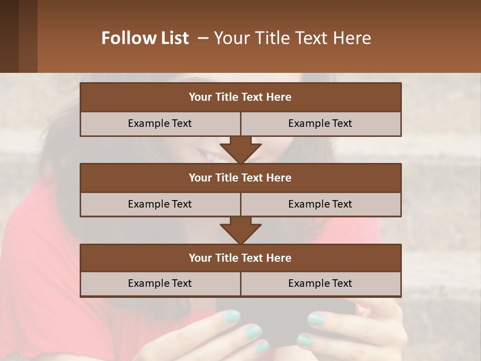 A Woman Is Looking At Her Cell Phone PowerPoint Template