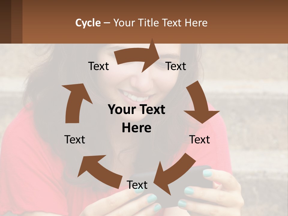 A Woman Is Looking At Her Cell Phone PowerPoint Template