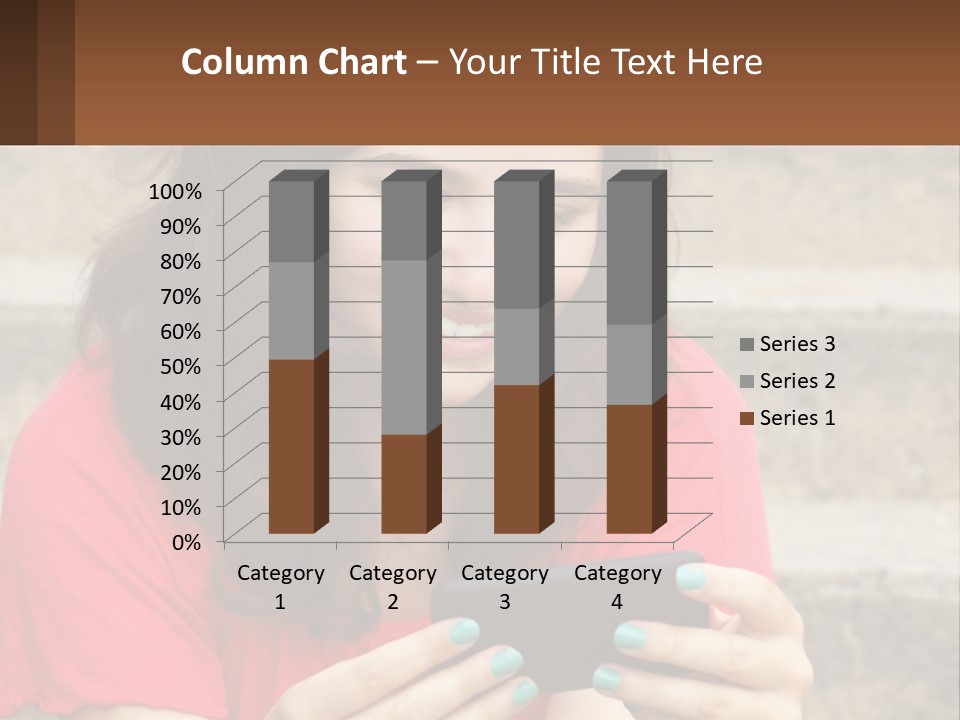 A Woman Is Looking At Her Cell Phone PowerPoint Template