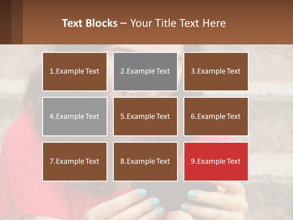 A Woman Is Looking At Her Cell Phone PowerPoint Template