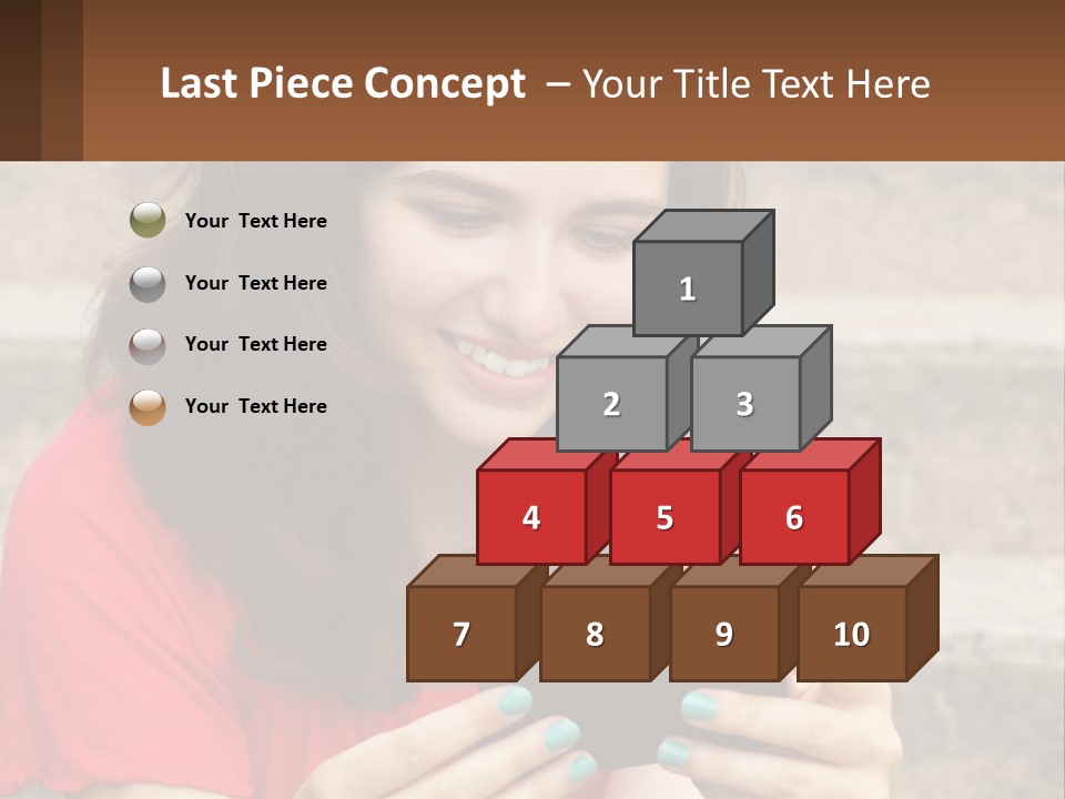 A Woman Is Looking At Her Cell Phone PowerPoint Template