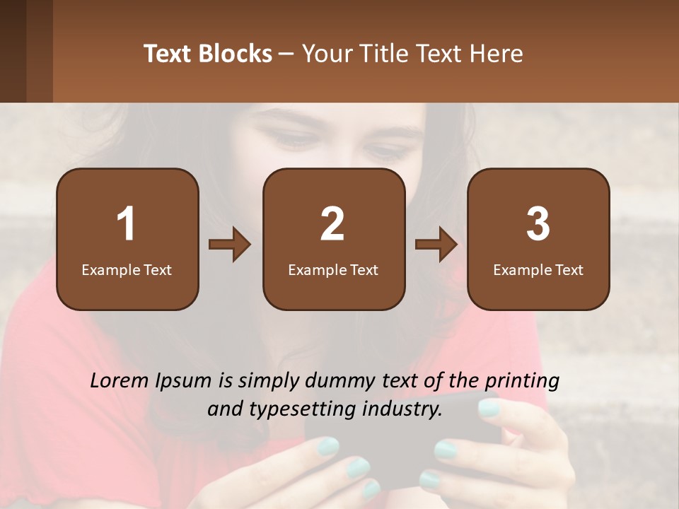 A Woman Is Looking At Her Cell Phone PowerPoint Template