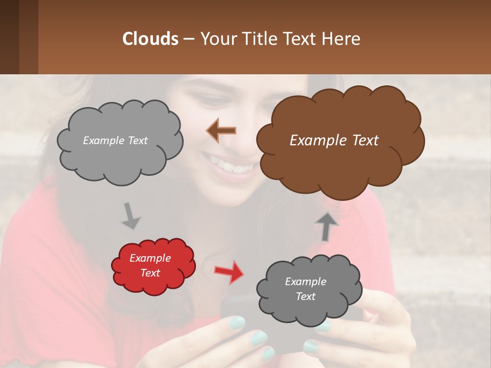 A Woman Is Looking At Her Cell Phone PowerPoint Template