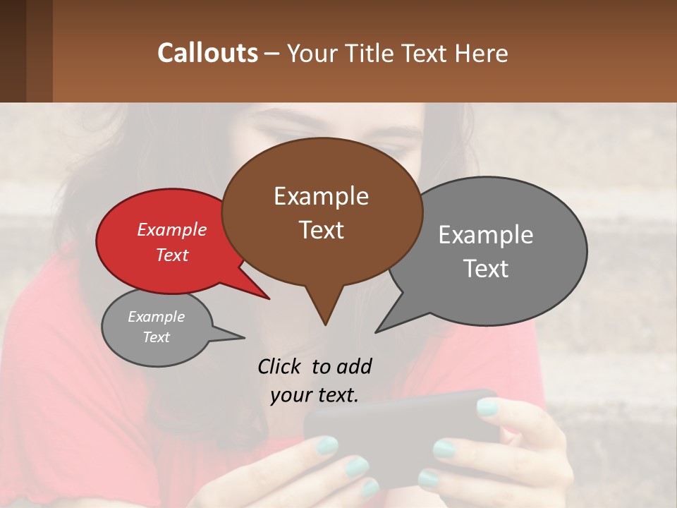 A Woman Is Looking At Her Cell Phone PowerPoint Template