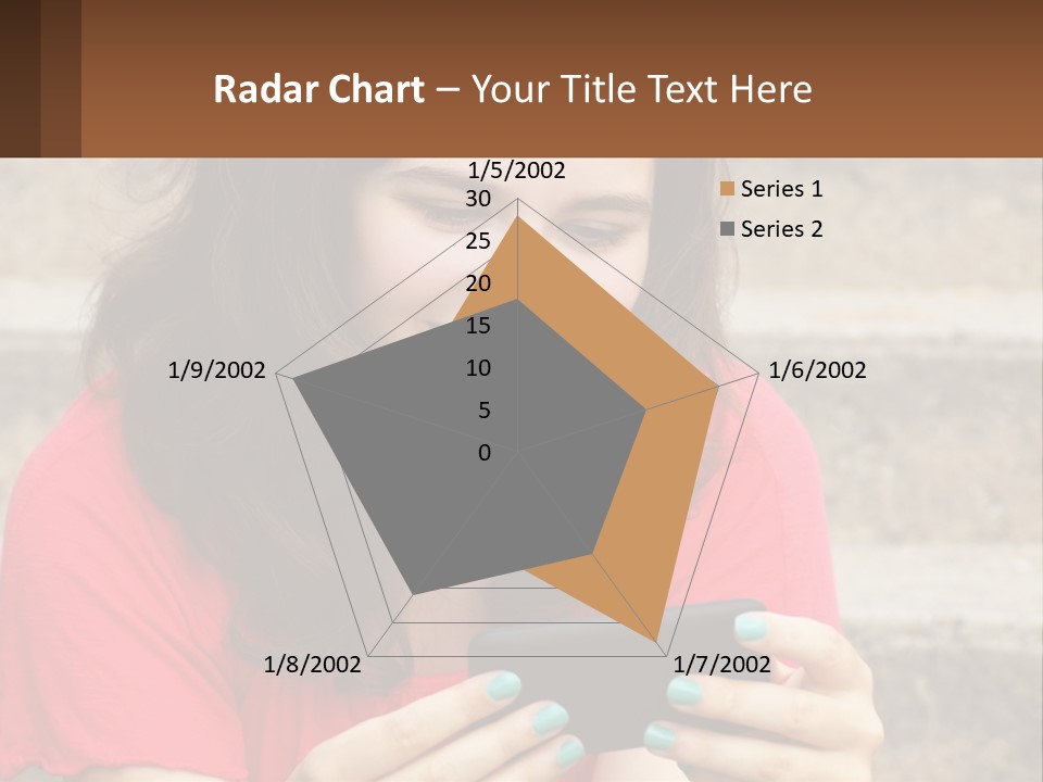 A Woman Is Looking At Her Cell Phone PowerPoint Template
