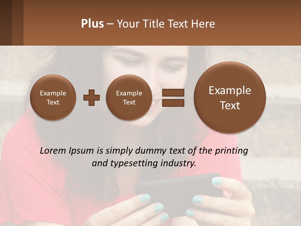 A Woman Is Looking At Her Cell Phone PowerPoint Template
