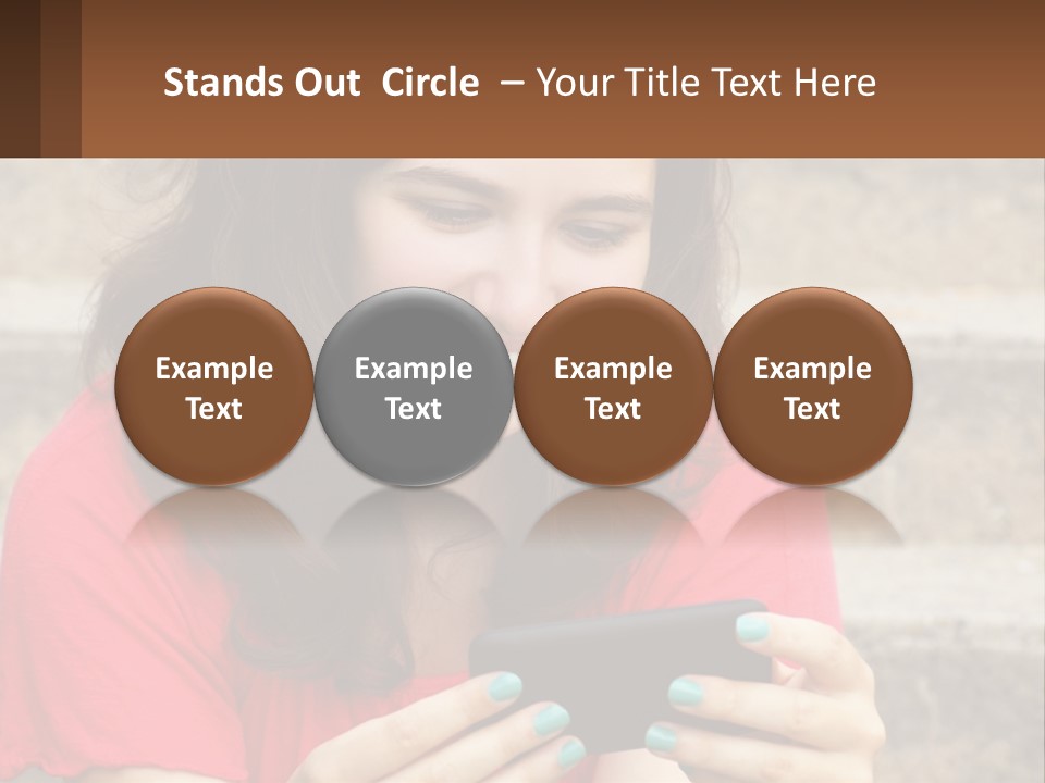 A Woman Is Looking At Her Cell Phone PowerPoint Template