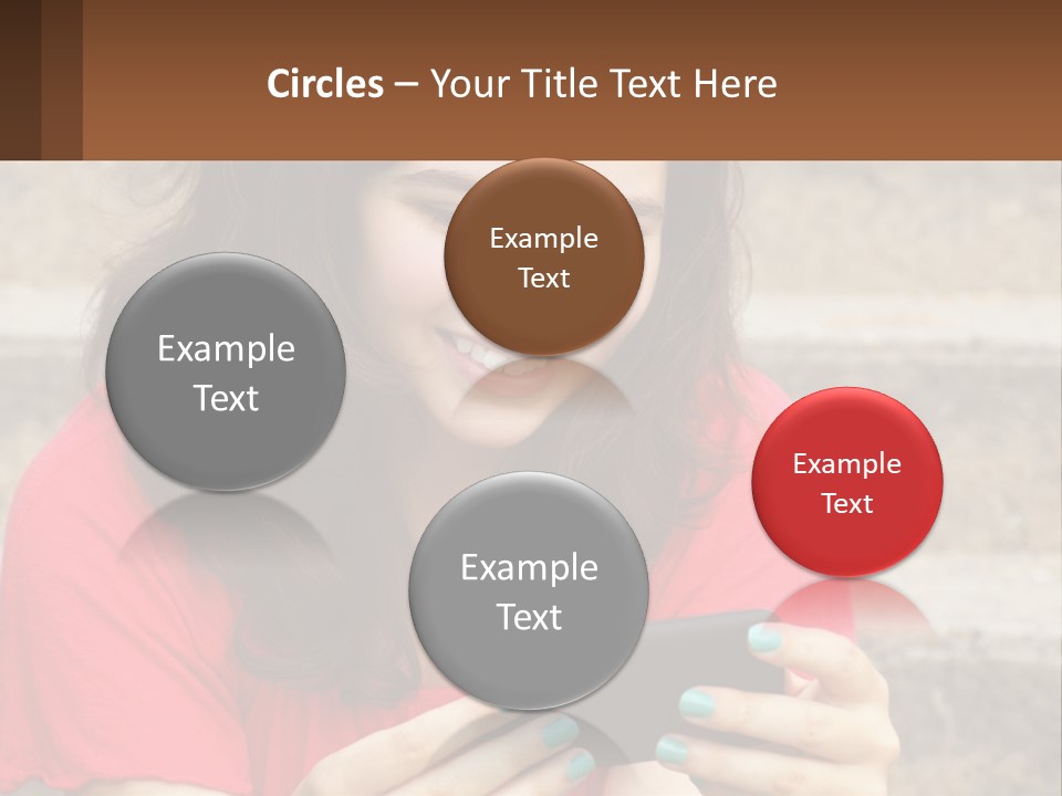 A Woman Is Looking At Her Cell Phone PowerPoint Template