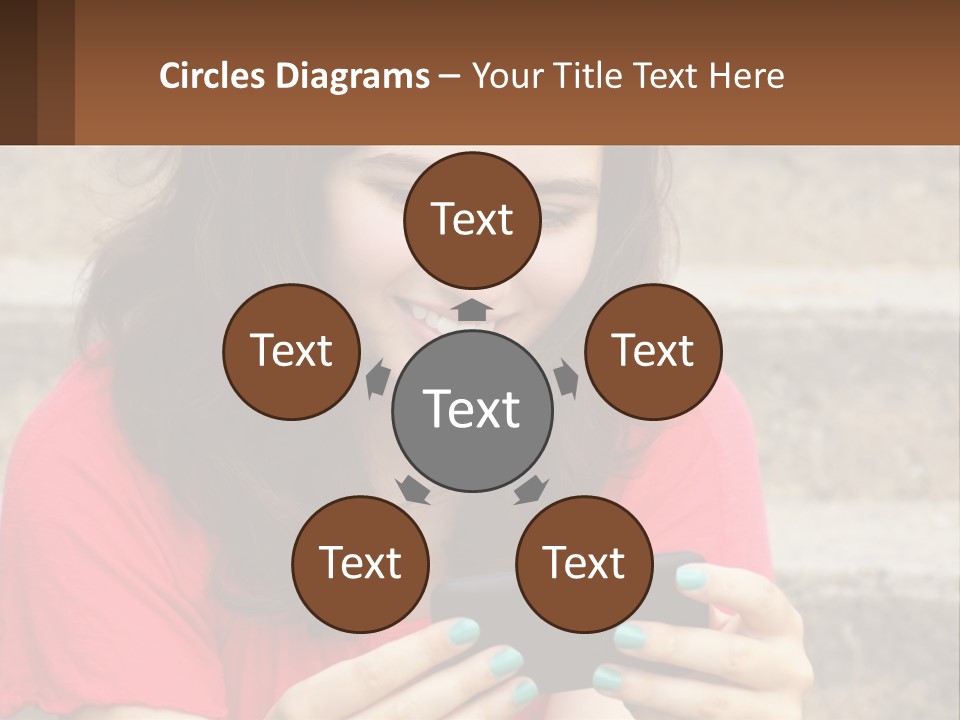 A Woman Is Looking At Her Cell Phone PowerPoint Template