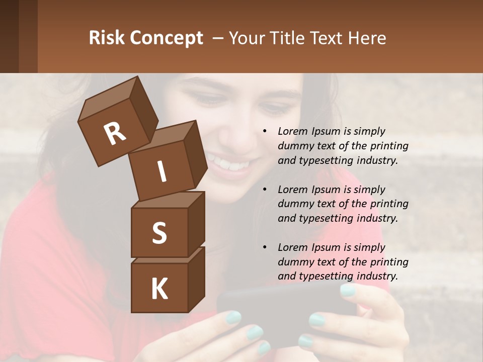 A Woman Is Looking At Her Cell Phone PowerPoint Template