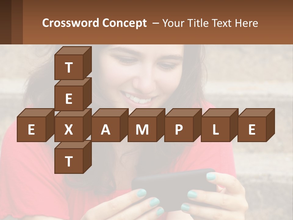 A Woman Is Looking At Her Cell Phone PowerPoint Template
