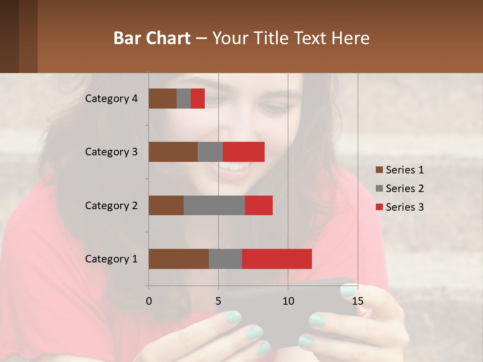A Woman Is Looking At Her Cell Phone PowerPoint Template