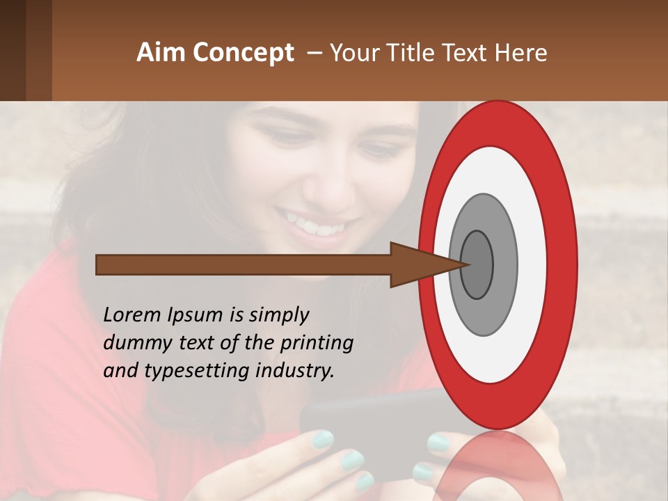 A Woman Is Looking At Her Cell Phone PowerPoint Template