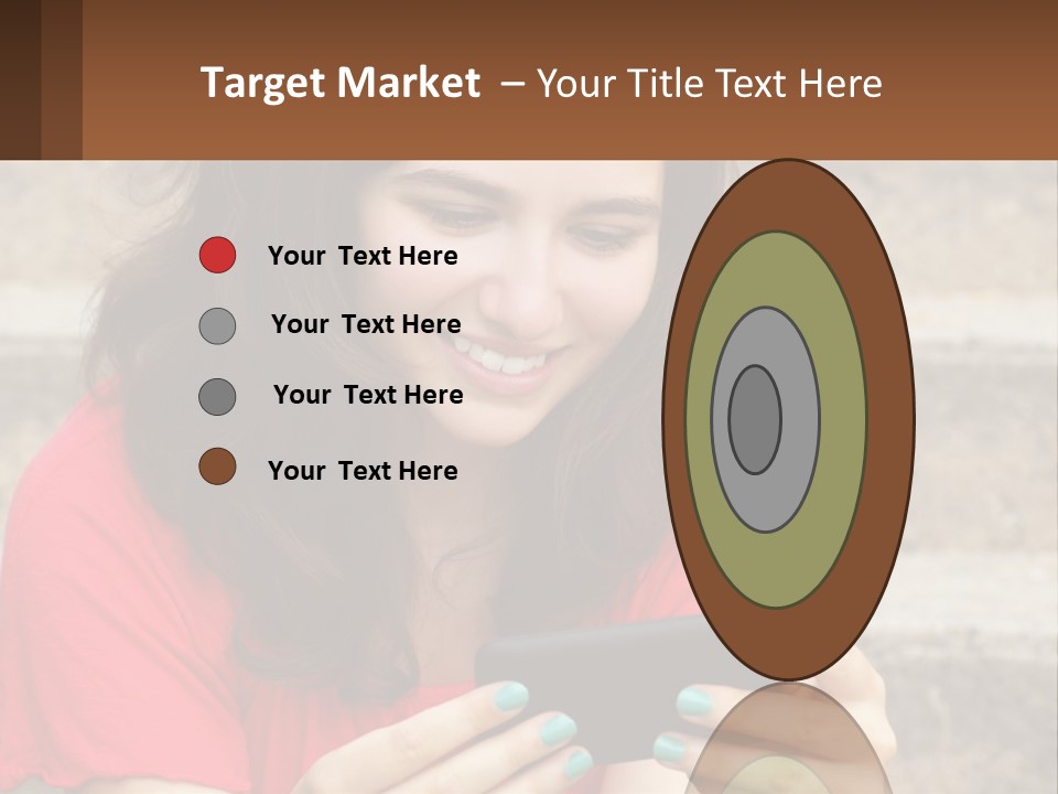 A Woman Is Looking At Her Cell Phone PowerPoint Template