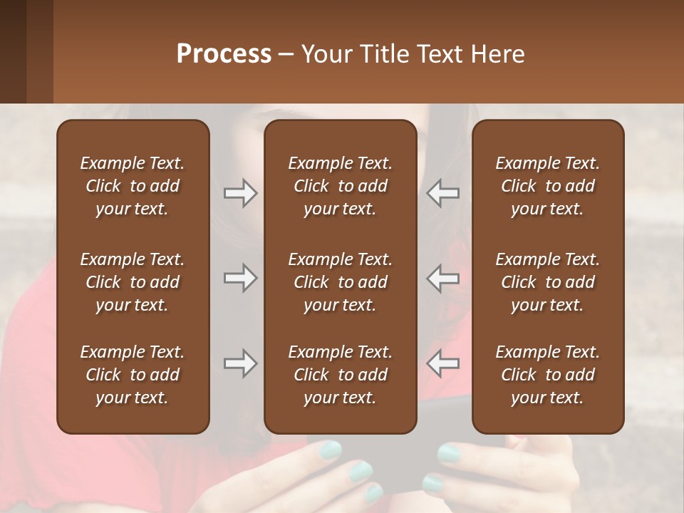 A Woman Is Looking At Her Cell Phone PowerPoint Template