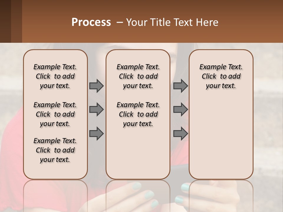 A Woman Is Looking At Her Cell Phone PowerPoint Template