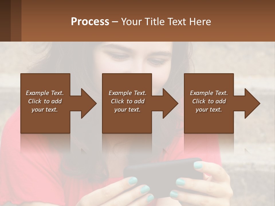 A Woman Is Looking At Her Cell Phone PowerPoint Template