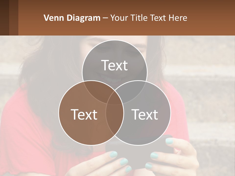 A Woman Is Looking At Her Cell Phone PowerPoint Template