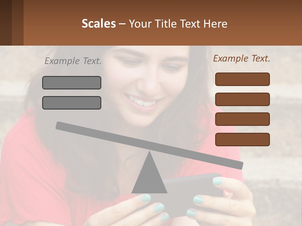 A Woman Is Looking At Her Cell Phone PowerPoint Template