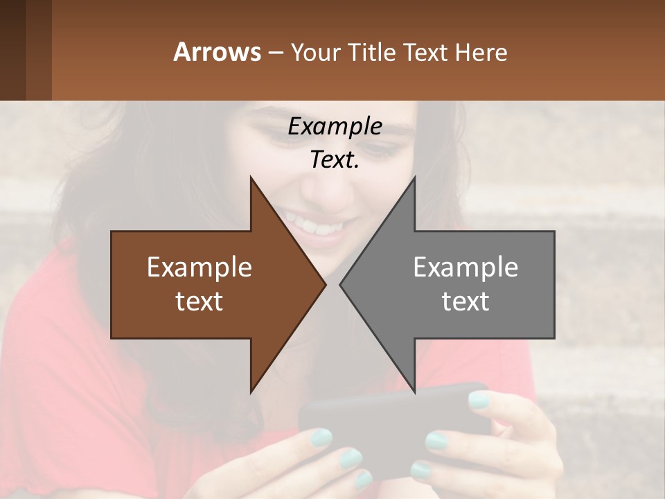 A Woman Is Looking At Her Cell Phone PowerPoint Template