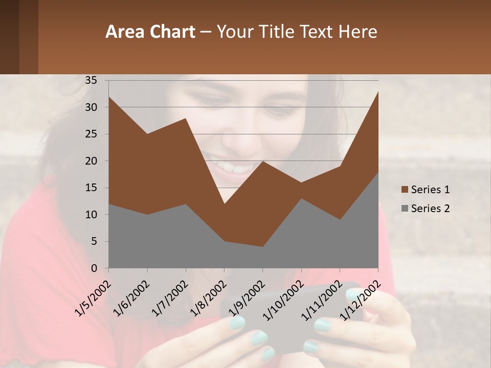 A Woman Is Looking At Her Cell Phone PowerPoint Template