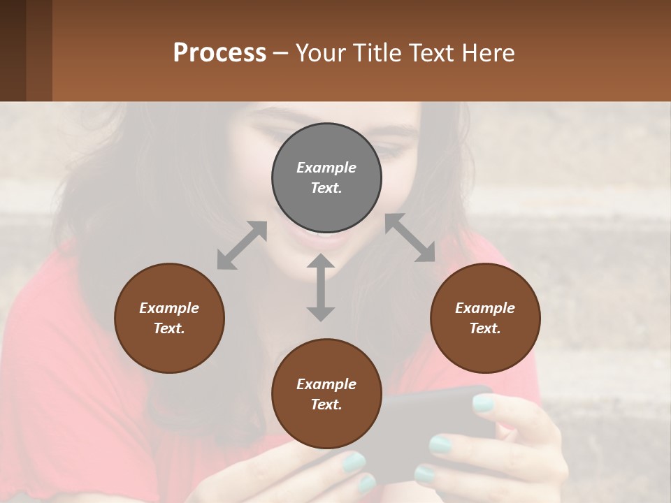 A Woman Is Looking At Her Cell Phone PowerPoint Template