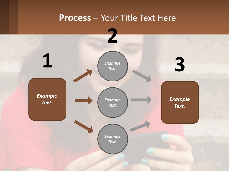 A Woman Is Looking At Her Cell Phone PowerPoint Template