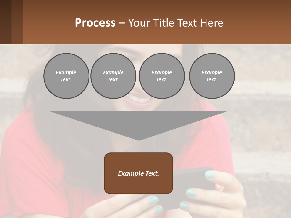 A Woman Is Looking At Her Cell Phone PowerPoint Template