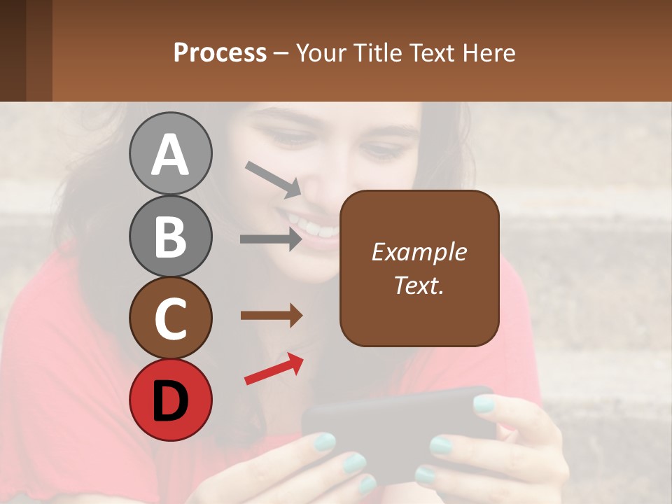 A Woman Is Looking At Her Cell Phone PowerPoint Template