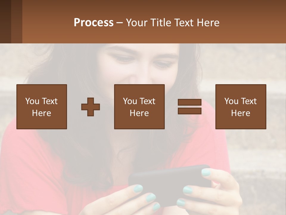 A Woman Is Looking At Her Cell Phone PowerPoint Template