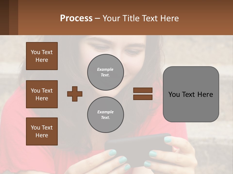 A Woman Is Looking At Her Cell Phone PowerPoint Template