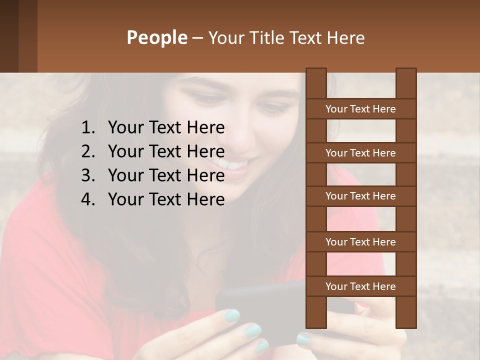 A Woman Is Looking At Her Cell Phone PowerPoint Template