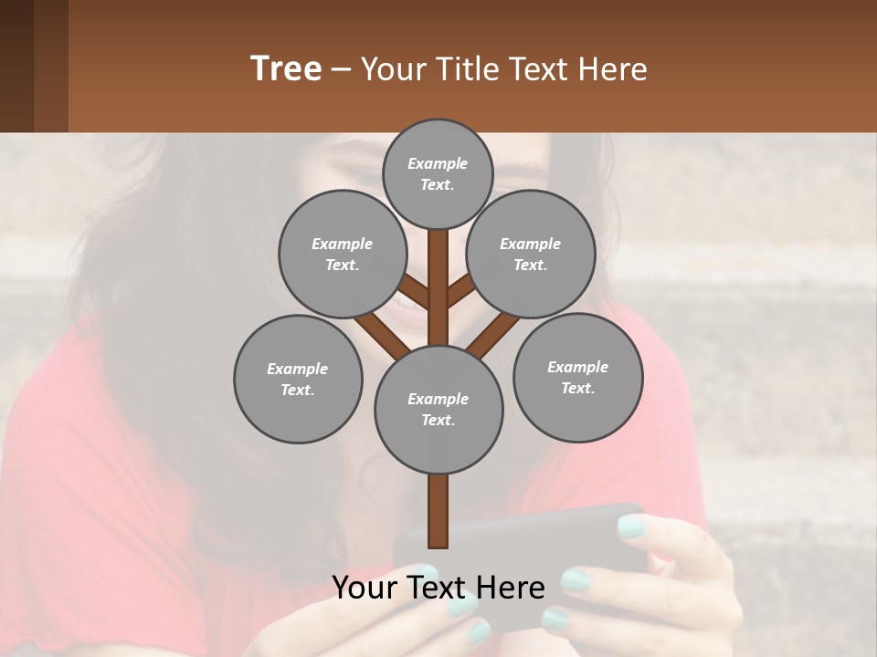 A Woman Is Looking At Her Cell Phone PowerPoint Template