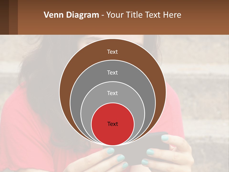A Woman Is Looking At Her Cell Phone PowerPoint Template