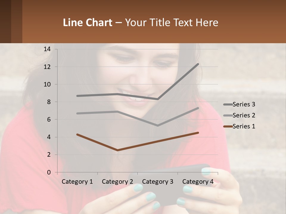 A Woman Is Looking At Her Cell Phone PowerPoint Template