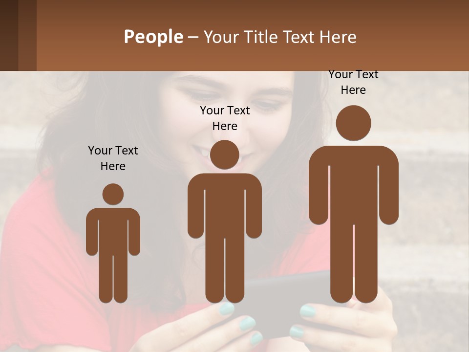 A Woman Is Looking At Her Cell Phone PowerPoint Template
