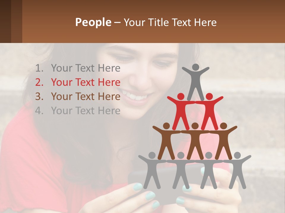 A Woman Is Looking At Her Cell Phone PowerPoint Template