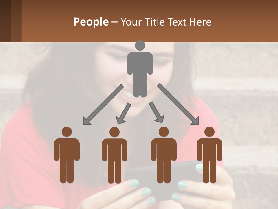 A Woman Is Looking At Her Cell Phone PowerPoint Template