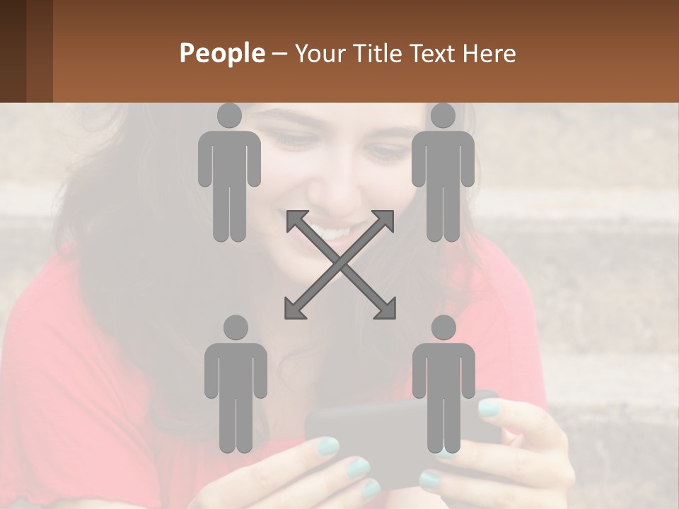 A Woman Is Looking At Her Cell Phone PowerPoint Template