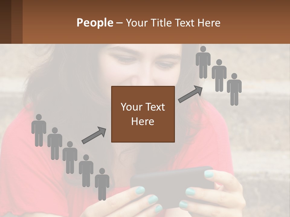A Woman Is Looking At Her Cell Phone PowerPoint Template