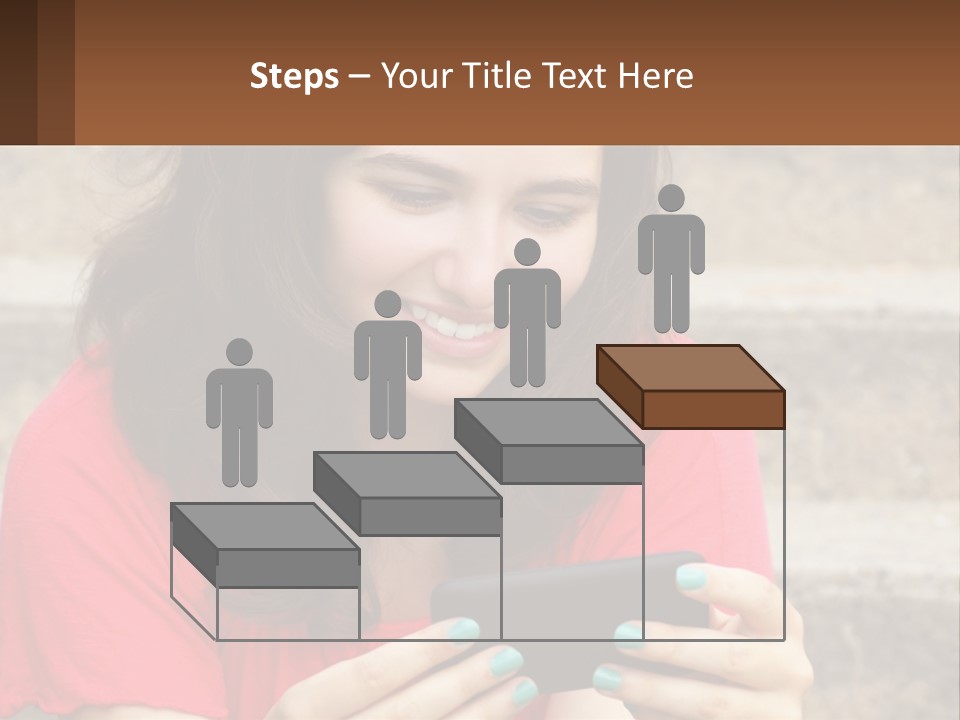 A Woman Is Looking At Her Cell Phone PowerPoint Template