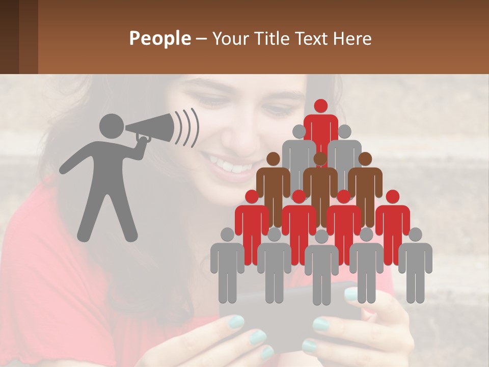 A Woman Is Looking At Her Cell Phone PowerPoint Template