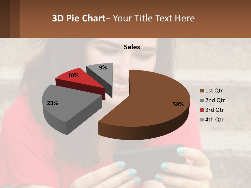A Woman Is Looking At Her Cell Phone PowerPoint Template