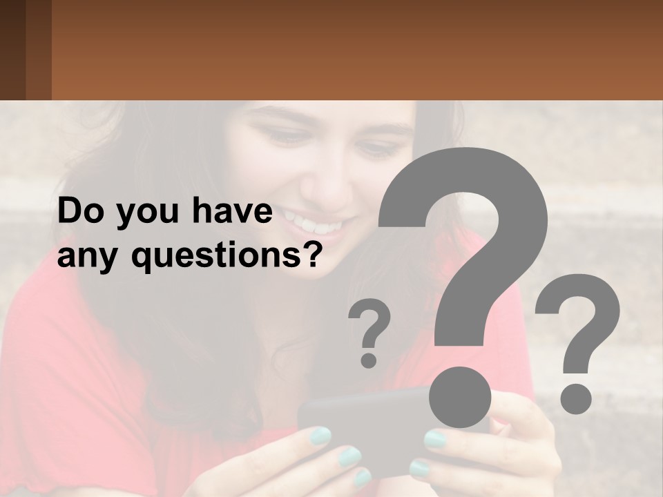 A Woman Is Looking At Her Cell Phone PowerPoint Template