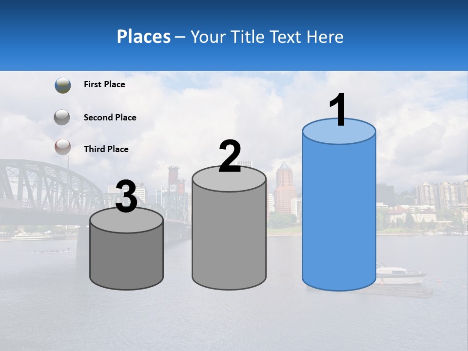 A Bridge Over A River With A Boat In The Water PowerPoint Template