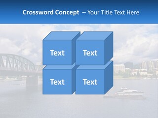 A Bridge Over A River With A Boat In The Water PowerPoint Template