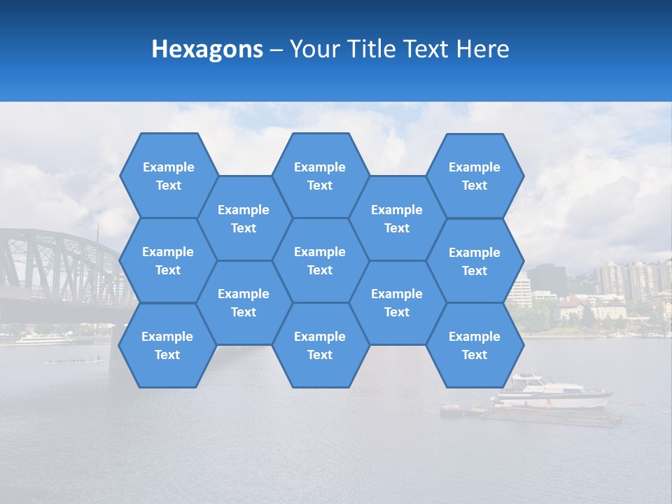 A Bridge Over A River With A Boat In The Water PowerPoint Template