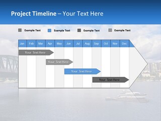 A Bridge Over A River With A Boat In The Water PowerPoint Template